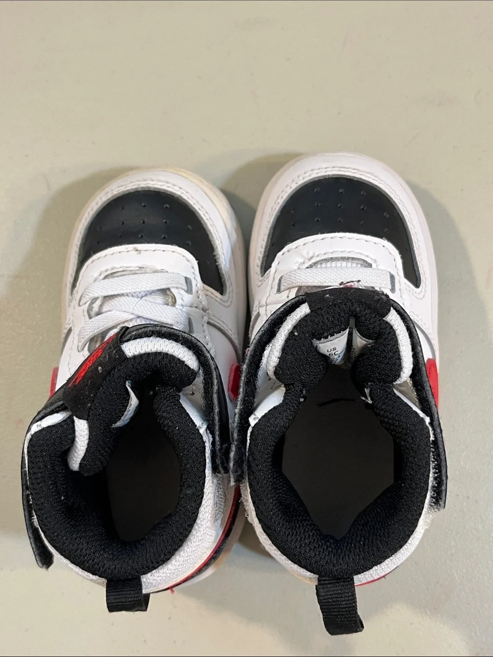 Nike Kids High-Top Sneakers in White, Black & Red
